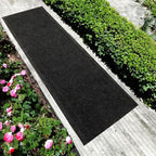 English Home Custom Size Anti Slip Charcoal Striped Design Light Weight Durable TPR Backing Thin Pile Runner Rug (26" x 9')