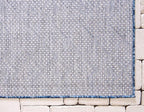 Unique Loom Outdoor Trellis Collection Area Rug - Tribal Trellis (10' x 13' 1" Rectangle, Blue/ Ivory)