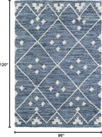 Dash & Albert Kota Indigo Handwoven Wool Rug, 7.5 X 9.5 Feet, Blue Geometric Pattern