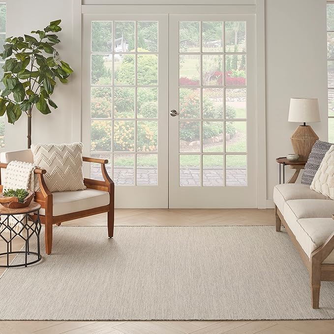 Nourison Home Courtyard Ivory Silver 6' x Square Area Rug - Easy Clean, Non Shedding, Bed Room, Living Room, Dining Room, Kitchen (6' x Square)