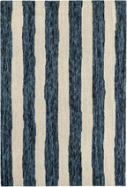 Dash & Albert Silas Stripe Navy Hand Micro Hooked Wool Rug, Runner-2.5 X 8 Feet, Blue Stripe Pattern - Premium Luxury Hotel Quality Soft Breathable Hypoallergenic Machine Washable Easy Care All