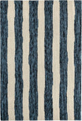 Dash & Albert Silas Stripe Navy Hand Micro Hooked Wool Rug, 5 X 8 Feet, Blue Stripe Pattern - Premium Luxury Hotel Quality Soft Breathable Hypoallergenic Machine Washable Easy Care All Season