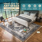 Istana Area Rugs 9x12 - Dark Grey Blue/Rose Mauve Rugs for Bedroom - Foldable Big Rugs for Bedroom - Stain Resistant Rug 9x12 Area Rug - 9X 12 Area Rugs - Washable Area Rug - Beige Rug
