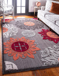 Unique Loom Outdoor Modern Collection Area Rug - Chicago (4' 1" x 6' 1" Rectangle, Brown/ Orange)