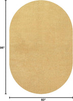 Eyely UES100B-5OV Supersoft Haze Solid Low-Pile Indoor Area Rug, Coastal, Bohemian, Minimalist, Classic, Casual for Bedroom,Kitchen,Living Room,Non Shedding,Easy-Washing, Yellow, 5 X 8 Oval
