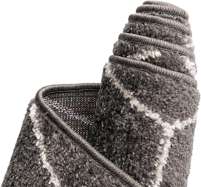 Unique Loom Trellis Frieze Collection Area Rug - Geometric (6' 1" x 9' Rectangle Dark Gray/Ivory)