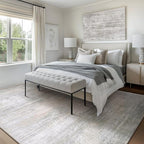 Bavni 5x7 Rug, Abstract Machine Washable Rug Non-Slip, Soft Modern Lightweight Area Rug, Stain Resistant Rugs for Living Room, Bedroom, Dining Room, White/Grey