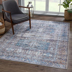 Bloom Rugs Washable 9' x 12' Rug - Slate Gray/Blue Traditional Area Rug for Living Room, Bedroom, Dining Room, and Kitchen - Exact Size: 9' x 12'