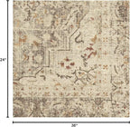 RUGGABLE Washable Vintage Area Rug – Sarrah Hazel 2x3, Stain-Resistant, Non-Slip – Small Machine Washable Rugs for Living Room, Bedroom, Hallway, Entryway & Bathroom–with Standard Pad
