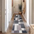 Rugshop Modern Boxes Design Non-Slip (Non-Skid) Area Rug Runner 2' X 7' (22" X 84") Gray