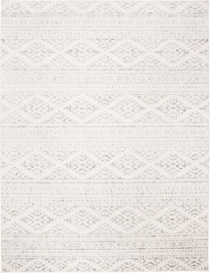 SAFAVIEH Area Rug 8x10 - Tulum Collection - Large - Ivory & Grey, Moroccan Boho Tribal Design, Non-Shedding & Easy to Clean, Ideal for Living Room, Bedroom, Dining Space (TUL272A)