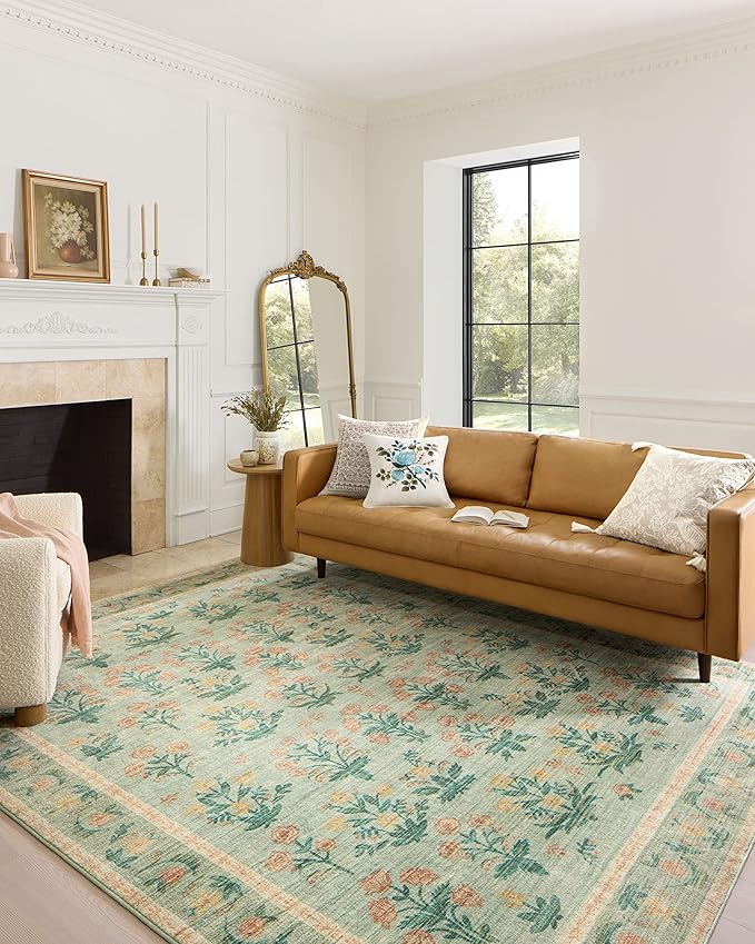 Loloi Rifle Paper Co. Eden Collection EDE-01 Mughal Rose Blush 8'-6" x 11'-6" Area Rug feat. CloudPile™