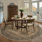 Tangsoo Vintage Round Rug 5ft, Washable Circle Rug, Non Slip Boho Round Area Rug, Low Pile Circular Rugs, Round Carpet for Bedroom,Livingroom,Nursery,Dorm,Office,Brown