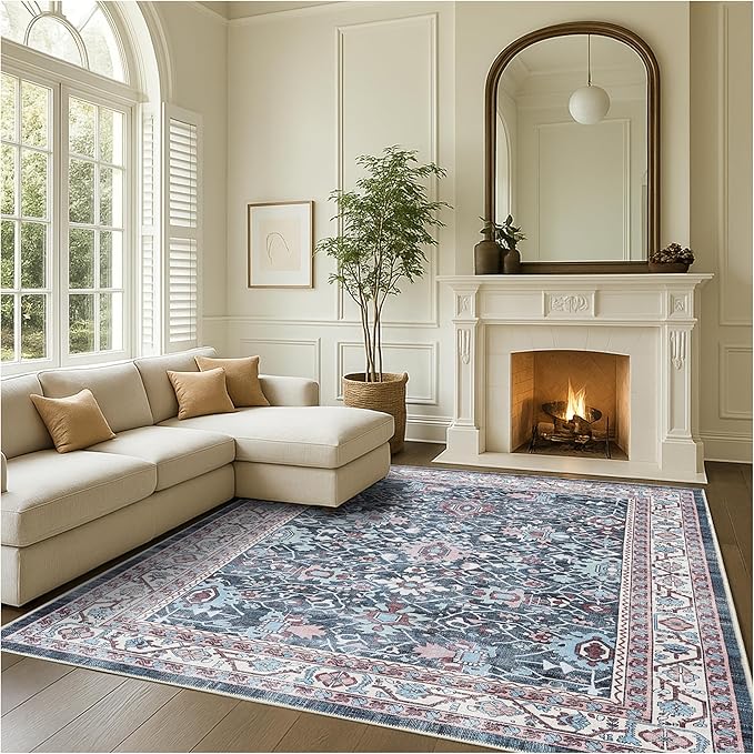 Fame Rugs Turkish Rug. Washable Vintage Oriental Antique Inspired Traditional Doormat Small Modern Area Rugs Luxury Entryway Entry Bedroom Bathroom Kitchen (409CN, 2' x 3')