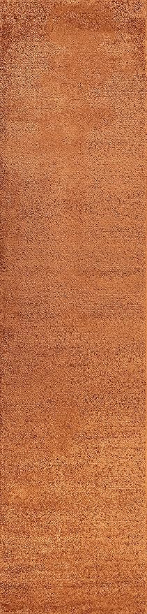 Eyely UES100M-216 Supersoft Haze Solid Low-Pile Indoor Runner Rug, Coastal, Bohemian, Minimalist, Classic, Casual for Bedroom,Kitchen,Living Room,Non Shedding,Easy-Washing, Orange, 2 X 16