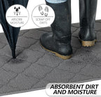 Timo Indoor Doormat, Front Door Mat 32"x40" Absorbent Rubber Backing Non Slip Door Mats, Machine Washable Resist Dirt Low Profile Rugs for Entryway, Front Door Rugs Indoor for Muddy Wet Shoes, Grey