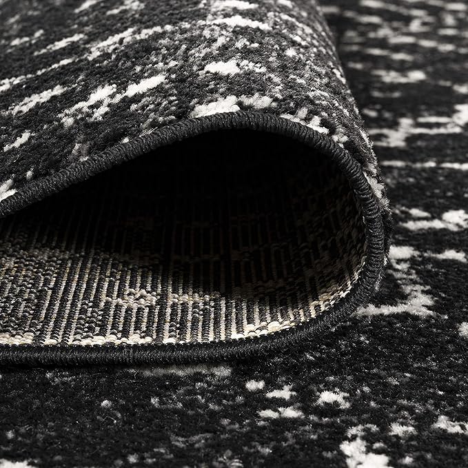 JONATHAN Y Boho Vintage Diamond Black/Ivory Round Area Rug 8 ft, Moroccan Hype for Living Room, Bedroom, Kitchen, Office, Easy-Cleaning, High Traffic, Pet-Friendly, Non-Shedding (MOH101D-8R)