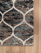 Rugs.com Lattice Frieze Collection Rug – 10' x 13' Blue Multi Medium Rug Perfect for Living Rooms, Large Dining Rooms, Open Floorplans