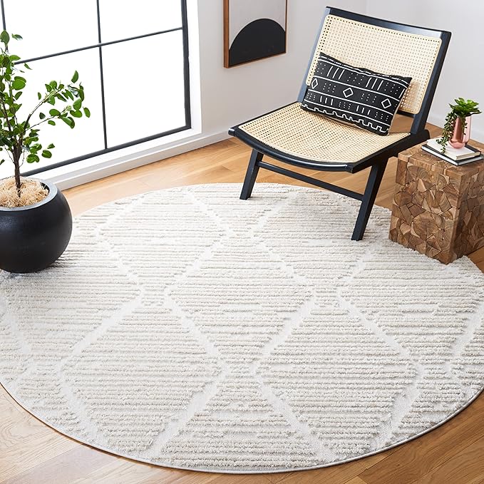 SAFAVIEH Marrakech Collection 3' Round Beige MRK517C Moroccan Boho Tribal Trellis Area Rug