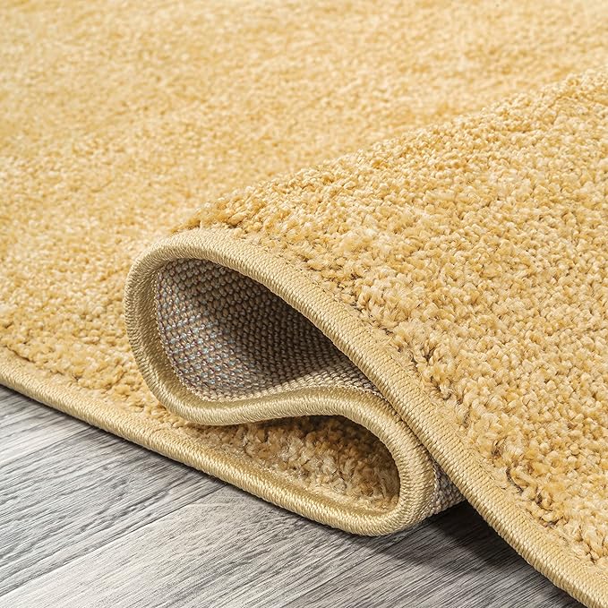 JONATHAN Y Haze Solid Low-Pile Mustard Runner Rug 2x12, Coastal,Bohemian,Minimalist,Classic, Easy-Cleaning for Living Room,Bedroom,Kitchen,Pet Friendly,Non-Shedding (SEU100B-212)