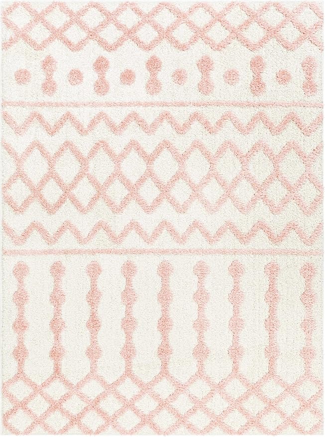 Hauteloom Darva Living Room, Bedroom Area Rug - Contemporary - Plush Pile - Pink - 18" Sample