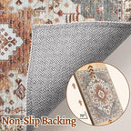 Tangsoo Oriental Hallway Runner Rugs 2.6x12 Washable Runner Rug for Hallways, Non Slip Vintage Soft Low Pile 12ft Long Rug Runner, Indoor Carpet Runners for Living Room Kitchen Bedroom Entryway