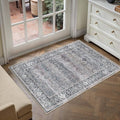 HUGEAR 2x3 Washable Area Rug Purple Small Entryway Rug Non Slip Vintage Neutral Distressed Carpet Soft Low Pile Pet Friendly for Bathroom Kitchen Hallway Porch