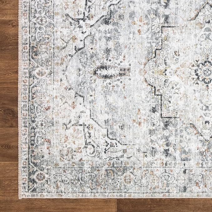 Bloom Rugs Caria Washable Non-Slip 12 ft Runner - Ivory/Gray/Caramel Traditional Runner for Entryway, Hallway, Bathroom, and Kitchen - Exact Size: 2'6" x 12'