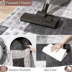 Modern Geometric Patchwork Indoor Runner Rug for Living Room, Charcoal 2'x 6' Rug Rockwood Collection Hardwood Floors Decor for Bedroom, Grey Throw Carpet for Office Entryway Dining Room