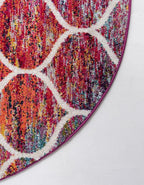 Rugs.com Lattice Frieze Collection Rug – 4' Round Multi Medium Rug Perfect for Kitchens, Dining Rooms