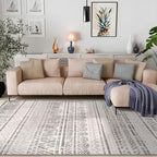 Rugshop Geometric Boho Area Rug – Gray Tribal Pattern, Perfect for Living Room, Bedroom, Dining Room, 6'6" x 9'