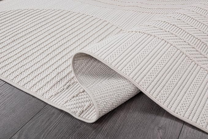 CAMILSON Micro Loop Rug 9x12 Modern Luxury Geometric Arch Large Area Rugs Soft High and Low Pile Stain Resistant Easy-Cleaning Non-Shedding for Living Room Office Indoor Carpet (9 x 12 / White)