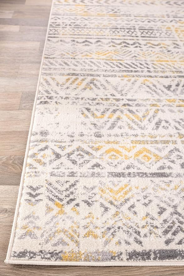 Rugshop Geometric Boho Perfect for high Traffic Areas of Your Living Room, Bedroom, Home Office, Kitchen Area Rug 3'3" x 5' Yellow