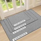 Ultra Thin Door Mat Indoor Entrance 17"x29", Low-Profile Indoor Door Mat, Non Slip Entry Mat Rubber Backing Unique Herringbone Design Inside Doormat Dirt Trapper Entryway Mats, Grey