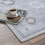 Fame Rugs Turkish Rug. Washable Vintage Oriental Antique Inspired Traditional Doormat Small Modern Area Rugs Luxury Entryway Entry Bedroom Bathroom Kitchen (393VG, 2'5 x 9'8)