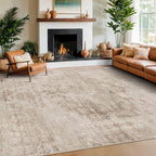 Farmhouse Area Rugs for Living Room - 8x10 Washable Modern Abstract Rug for Bedroom, Dining Room Under Table, Home Office, Soft Washable & Stain Resistance (Beige & Peach)