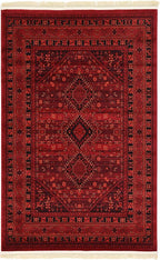 Unique Loom Tekke Collection Area Rug - Sheibani (4' 1" x 6' 1" Rectangle Red/Black)