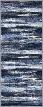 Modern Abstract Runner Rug 2x5, Navy Blue Washable Entryway Kitchen Runner Non-Slip Soft Hallway Rug Runner Thin Print Faux Wool Carpet for Bedroom Laundry Room Indoor
