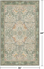 Boho Large Entryway Rugs Indoor - Sage Green 3x5 Washable Rugs for Kitchen Bedroom Beside Bed Laundry Room Door Mat Indoor Entrance with Light Green Woodland Flowers, Non Slip Stain Resistant Low Pile