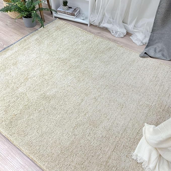 Alfa Rich 3x5 Sand Beige Washable Area Rugs for Living Room Bedroom Kitchen Cotton Runner Decor Rug