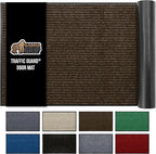 GORILLA GRIP Waterproof Traffic Guard Door Mat, 35x23, Heavy Duty Entryway Mats, Strong Rubber Back Commercial Utility Rugs for Office Hallway, Garage Floor and Home, Low Profile Carpet Runner, Brown