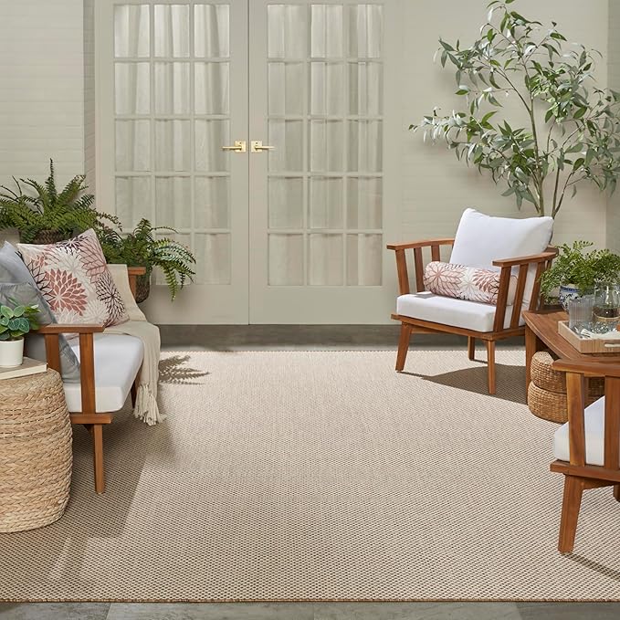 Nourison Home Courtyard Jute Ivory 8' x 10' Area Rug - Easy Clean, Non Shedding, Bed Room, Living Room, Dining Room, Kitchen (8' x 10')