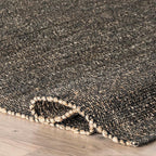 nuLOOM 9x12 Elfriede Jute & Cotton Hand Woven Area Rug, Charcoal, Solid Rustic Farmhouse Style, Weaved Design, Natural Fiber, For Bedroom, Living Room, Dining Room, Hallway, Office, Entryway