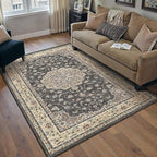 HUGEAR Machine Washable Area Rugs 5x7 Vintage Black Living Room Bedroom Rug Neutral Style Non Slip Stain Resistant Low Pile Throw Carpet for Home Retro Aesthetic Modern Decor