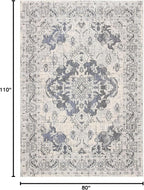 SAFAVIEH Monaco Collection Area Rug - 6'7" x 9'2", Ivory & Grey, Boho Chic Medallion Distressed Design, Non-Shedding & Easy Care, Ideal for High Traffic Areas in Living Room, Bedroom (MNC243B)