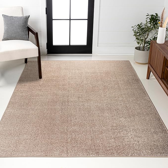 JONATHAN Y Haze Solid Low-Pile Beige Indoor Area Rug 3x5, Coastal,Bohemian,Minimalist,Classic, Easy-Cleaning for Living Room,Bedroom,Kitchen,Pet Friendly,Non-Shedding (SEU100G-3)