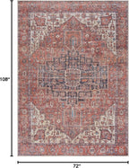 Bloom Rugs Washable 6' x 9' Rug - Red/Orange/Beige Traditional Area Rug for Living Room, Bedroom, Dining Room, and Kitchen - Exact Size: 6' x 9'