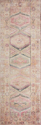 Loloi Layla Collection LAY-17 Pink/Lagoon 3'-6" x 5'-6" .13" Thick Accent Rug, Soft, Durable, Vintage Inspired, Distressed, Low Pile, Non-Shedding, Easy Clean, Printed, Living Room Rug