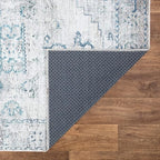 Bloom Rugs Washable Non-Slip 6' x 9' Rug - Teal/Beige Traditional Area Rug for Living Room, Bedroom, Dining Room, and Kitchen - Exact Size: 6' x 9'