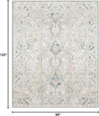 8x10 Area Rugs for Living Room, Machine Washable Non Slip Vintage Retro Rugs, Low Pile Lightweight Chenille Print Indoor Rug for Bedroom, Dining Room, Home Office(Grey/Blue/TAN/Teal/Green)